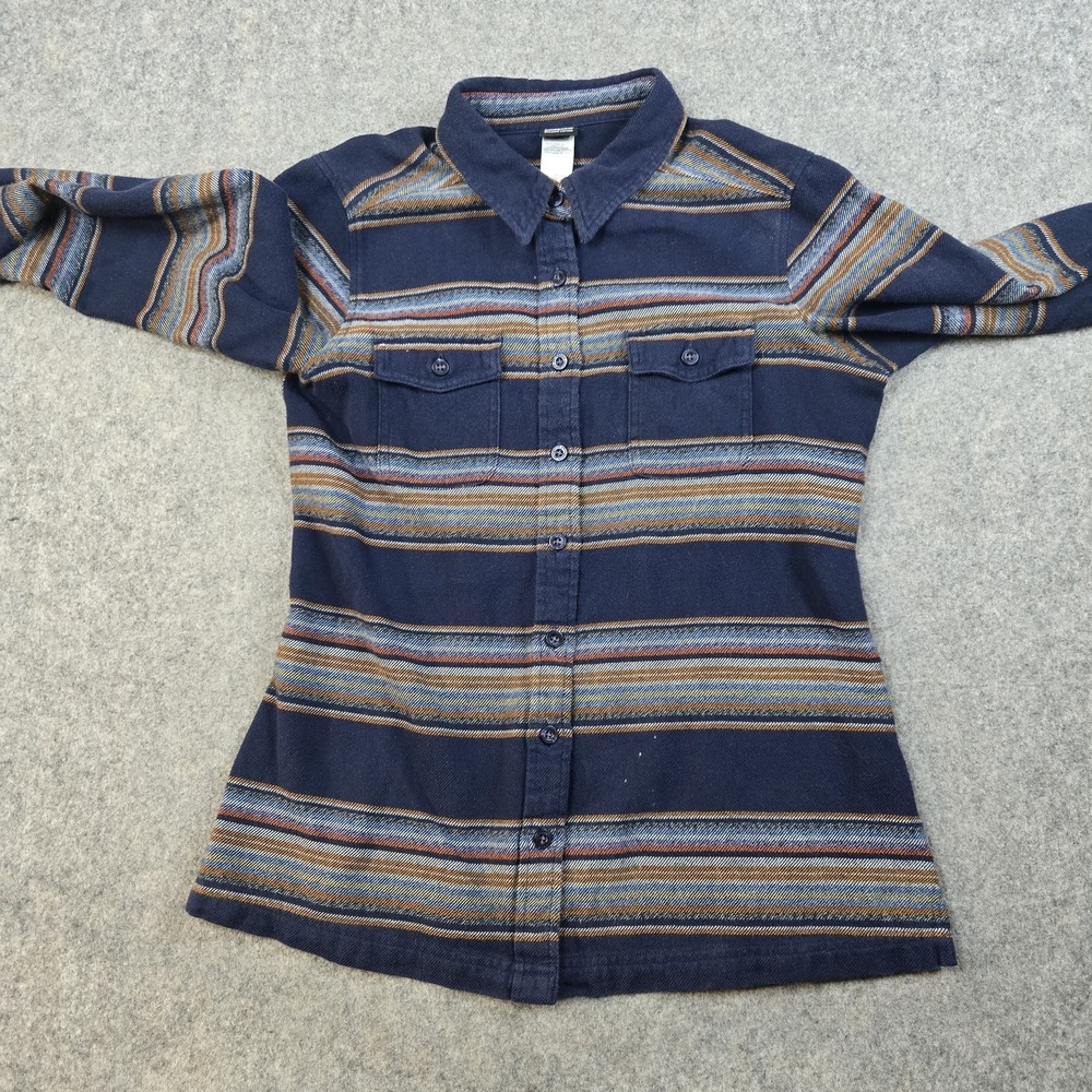 Patagonia Shirt Womens 6 Blue Multicolor Striped Organic Cotton Button Up‎ - Picture 5 of 12